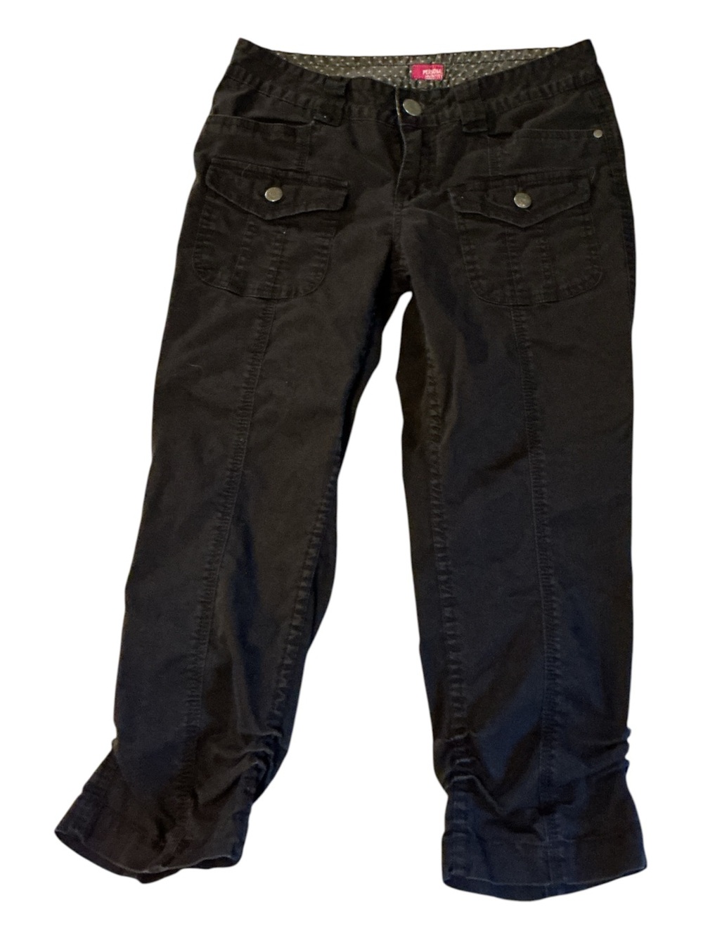 Black Cropped Utility Pants with Front Flap Pockets